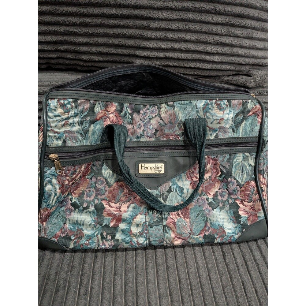Vtg 80s Hampshire Floral Tapestry Weekender Bag | Cottagecore Travel Duffle Carr
